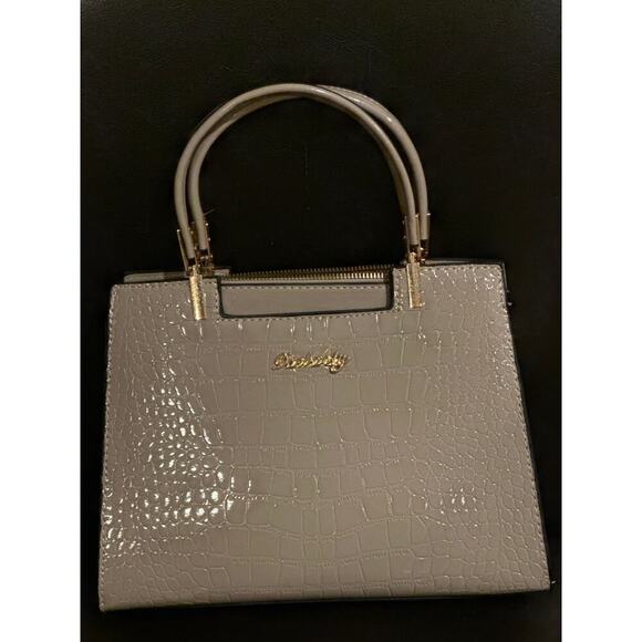 Dasein Womens Faux Crocodile Leather Handbag - Beige - Picture 1 of 4